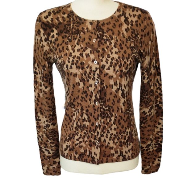 Merino Wool Leopard Print Cardigan | Katie Hill - Picture 1 of 3